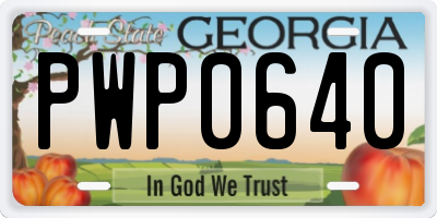 GA license plate PWP0640