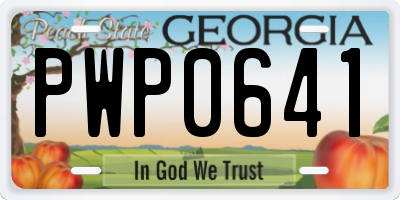 GA license plate PWP0641