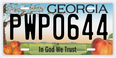 GA license plate PWP0644