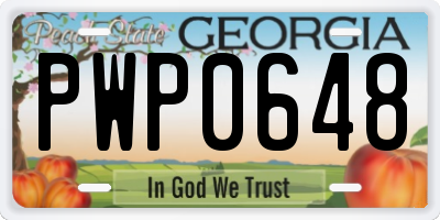 GA license plate PWP0648