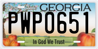 GA license plate PWP0651