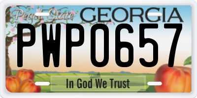 GA license plate PWP0657