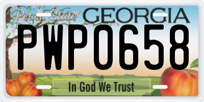 GA license plate PWP0658
