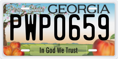 GA license plate PWP0659