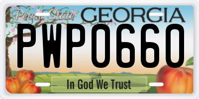 GA license plate PWP0660