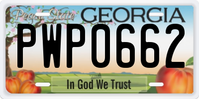 GA license plate PWP0662