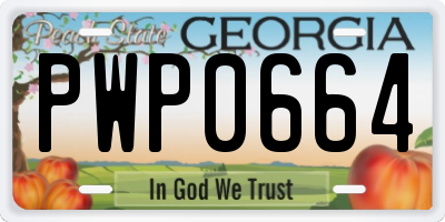 GA license plate PWP0664