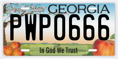 GA license plate PWP0666