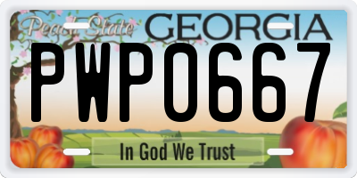 GA license plate PWP0667