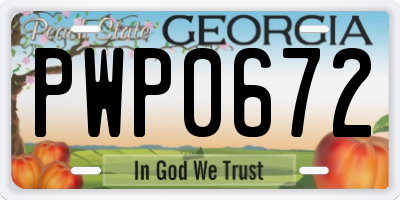 GA license plate PWP0672