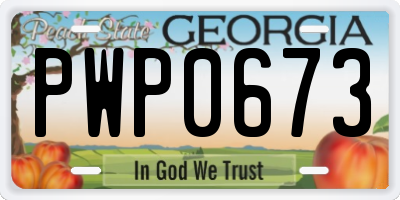GA license plate PWP0673