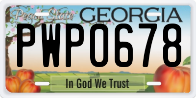 GA license plate PWP0678