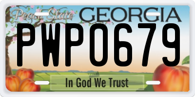 GA license plate PWP0679