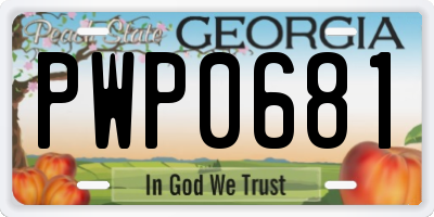 GA license plate PWP0681