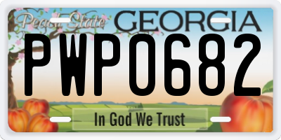 GA license plate PWP0682