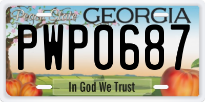 GA license plate PWP0687