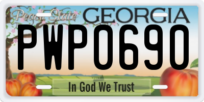 GA license plate PWP0690