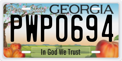 GA license plate PWP0694