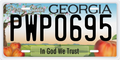 GA license plate PWP0695