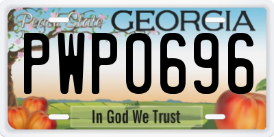 GA license plate PWP0696