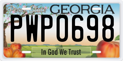 GA license plate PWP0698