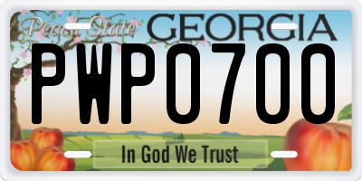 GA license plate PWP0700