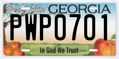 GA license plate PWP0701