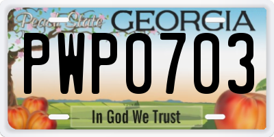GA license plate PWP0703
