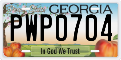 GA license plate PWP0704