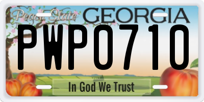 GA license plate PWP0710