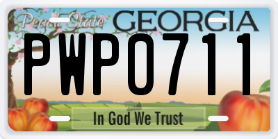 GA license plate PWP0711
