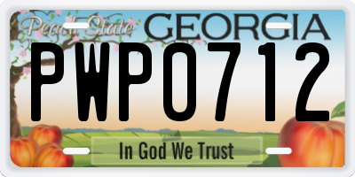 GA license plate PWP0712