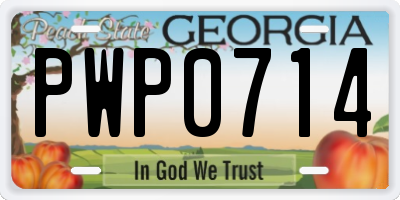 GA license plate PWP0714