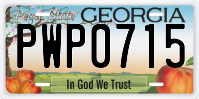 GA license plate PWP0715