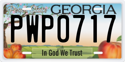 GA license plate PWP0717