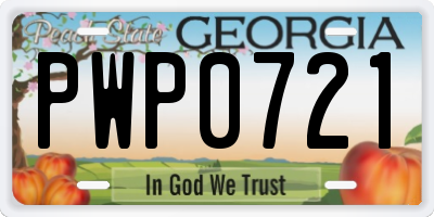GA license plate PWP0721