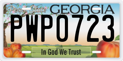 GA license plate PWP0723