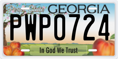 GA license plate PWP0724