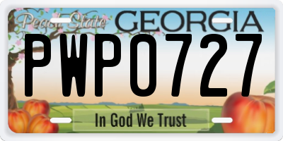 GA license plate PWP0727