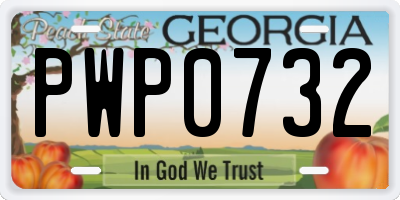 GA license plate PWP0732