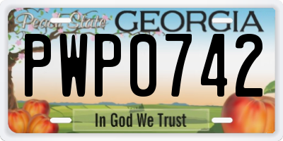 GA license plate PWP0742