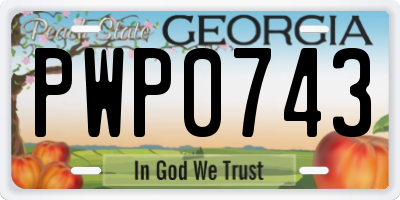 GA license plate PWP0743