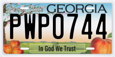 GA license plate PWP0744