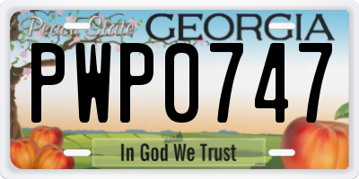 GA license plate PWP0747