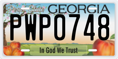 GA license plate PWP0748