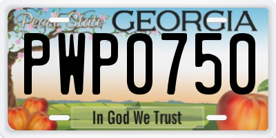 GA license plate PWP0750