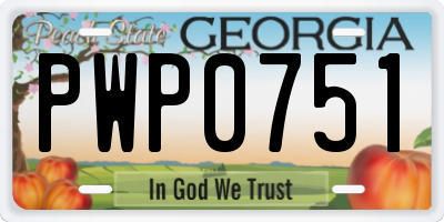GA license plate PWP0751