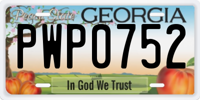 GA license plate PWP0752