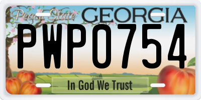GA license plate PWP0754
