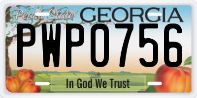 GA license plate PWP0756